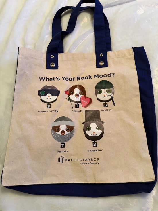 Handbags - What's Your Book Mood?' Canvas Tote - Navy Trim